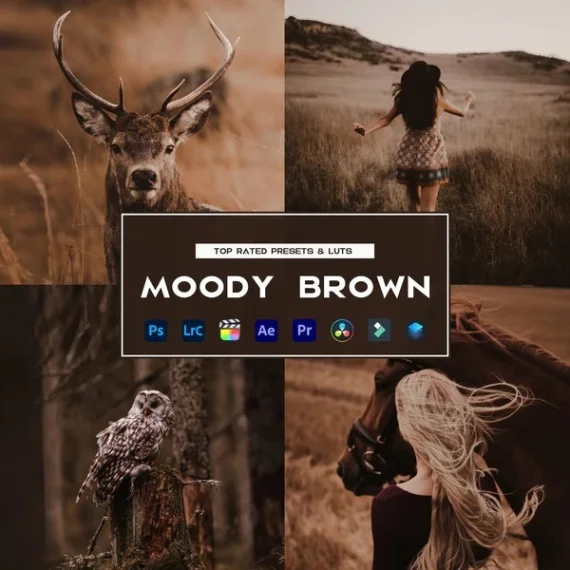 Moody Brown Preset & LUTs Collection – Rich Cinematic Browns for Photo & Video