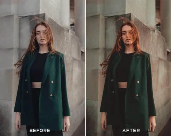 Moody Brunette Preset & LUTs Collection – Warm & Dramatic Tones — preview 3