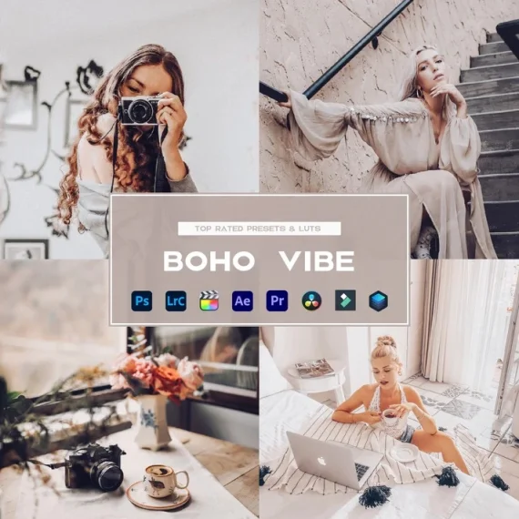 Boho Vibe Preset & LUTs Collection – Dreamy Warm Bohemian Tones
