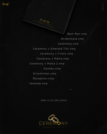 Benj™ Ceremony & Film Look Pack – Cinematic Wedding Presets — preview 5